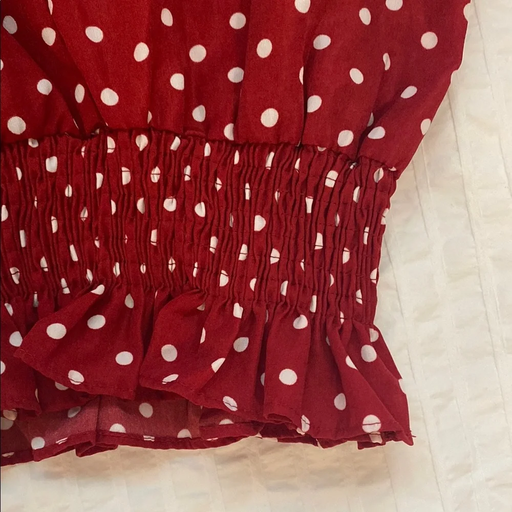 Red Polka Dot Women's Top - Picture 4 of 6